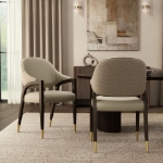 Picture of Wood Upholstered Armchair in Tan/Taupe/Stone Gray
