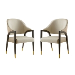 Picture of Wood Upholstered Armchair in Tan/Taupe/Stone Gray