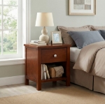 Picture of Nightstand in Natural pine, White, Dark cherry, Gray and Blue Finish