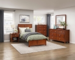 Picture of Nightstand in Natural pine, White, Dark cherry, Gray and Blue Finish