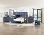 Picture of Nightstand in Natural pine, White, Dark cherry, Gray and Blue Finish