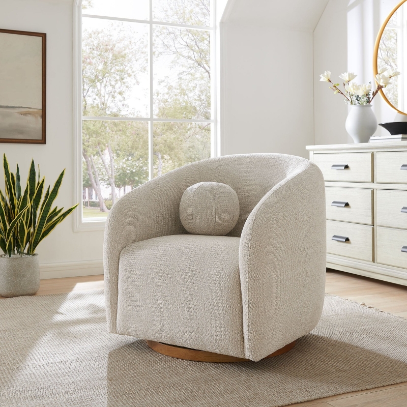 Picture of Swivel Chenille Fabric Armchair in Dove Gray
