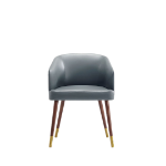 Picture of Leather Dining Chair in Walnut and Cream / Graphite Grey / Caramel