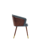 Picture of Leather Dining Chair in Walnut and Cream / Graphite Grey / Caramel