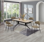 Picture of Faux Leather Curved Back Side Chair in Taupe Finish