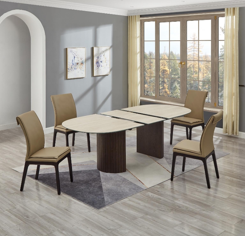 Picture of 43"x 71-87"W x 29.5"H Extendable Dark Oak Dining Table