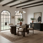 Picture of 94"W x 30.5"H Oak Veneer And Solid Wood Dining Table