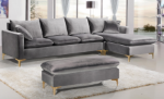 Picture of Velvet Reversible Sectional with Gold/Silver Legs