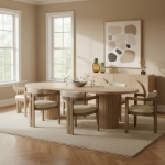 Picture of 90"/106.5"/123" Extendable Natural Oak Veneer Dining Table