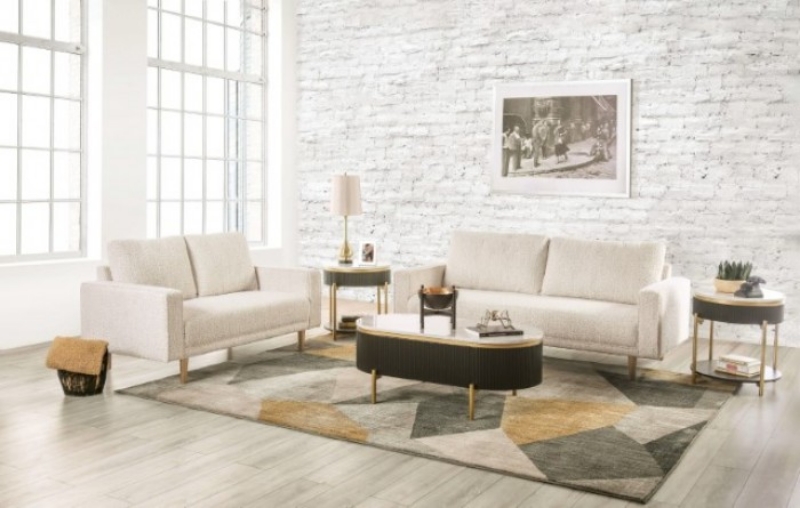 Picture of Off-White, Charcoal Gray and Black Sofa, Loveseat and Chair