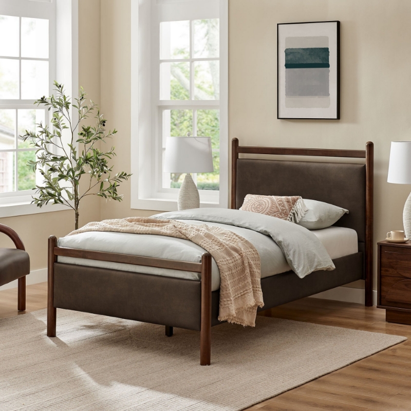 Picture of Twin Leather Platform Bed