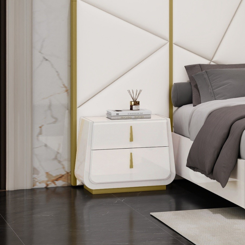Picture of High-gloss pure white Nightstand
