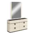 Picture of High-Gloss Beige Dresser and Mirror