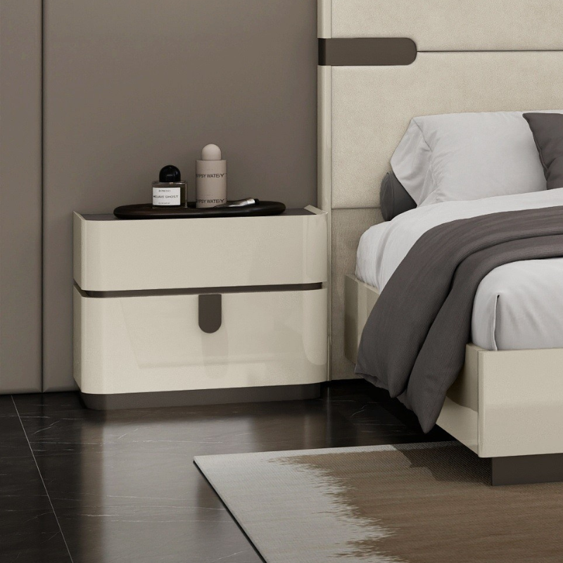 Picture of 26"W x 21"H High-Gloss Beige Nightstand