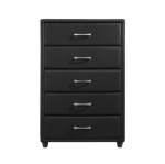 Picture of 29.5"W x 46.5"H Dark Brown Leather 5 Drawer Chest