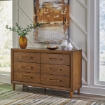 Picture of Brown finish wood Dresser and Mirror