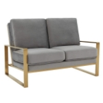 Picture of Beige, Black, Dark Grey, Light Grey, Orange Velvet Gold/Silver Frame Loveseat