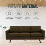 Picture of Taupe, Black, Grey, Navy Blue, Cognac Tan, White, Green Wood Base Leather Full Size Sofa