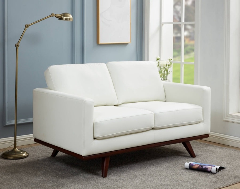 Picture of Genuine Leather Taupe, Black, Grey, Cognac Tan, Navy Blue, White, Green Wood Base Leather Loveseat