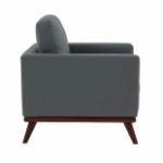 Picture of Genuine Leather Taupe, Black, Grey, Navy Blue, Cognac Tan, White, Green Leather Accent Arm Chair With Birch Wood Base