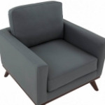 Picture of Taupe, Black, Grey, Navy Blue, Cognac Tan, White, Green Leather Accent Arm Chair With Birch Wood Base