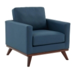 Picture of Taupe, Black, Grey, Navy Blue, Cognac Tan, White, Green Leather Accent Arm Chair With Birch Wood Base