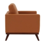 Picture of Genuine Leather Taupe, Black, Grey, Navy Blue, Cognac Tan, White, Green Leather Accent Arm Chair With Birch Wood Base
