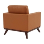 Picture of Genuine Leather Taupe, Black, Grey, Navy Blue, Cognac Tan, White, Green Leather Accent Arm Chair With Birch Wood Base
