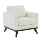 Picture of Genuine Leather Taupe, Black, Grey, Navy Blue, Cognac Tan, White, Green Leather Accent Arm Chair With Birch Wood Base
