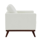 Picture of Genuine Leather Taupe, Black, Grey, Navy Blue, Cognac Tan, White, Green Leather Accent Arm Chair With Birch Wood Base