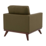 Picture of Genuine Leather Taupe, Black, Grey, Navy Blue, Cognac Tan, White, Green Leather Accent Arm Chair With Birch Wood Base