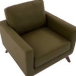 Picture of Genuine Leather Taupe, Black, Grey, Navy Blue, Cognac Tan, White, Green Leather Accent Arm Chair With Birch Wood Base