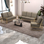 Picture of Gold/Silver Frame Leather Full Size Cognac, Black, Grey, Navy Blue and White Sofa, Loveseat and Chair