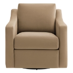 Picture of Velvet  Taupe and Chocolate Brown Finish Modern Armchair