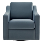 Picture of Velvet Alabaster, Taupe, Cadet Blue and Chocolate Brown Finish Modern Armchair