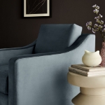 Picture of Velvet Alabaster, Taupe, Cadet Blue and Chocolate Brown Finish Modern Armchair