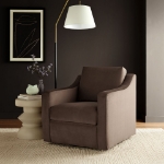 Picture of Velvet  Taupe and Chocolate Brown Finish Modern Armchair