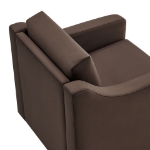 Picture of Velvet  Taupe and Chocolate Brown Finish Modern Armchair