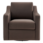 Picture of Velvet  Taupe and Chocolate Brown Finish Modern Armchair