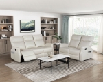 Picture of Beige Faux Leather Double Reclining Sofa