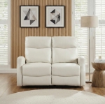 Picture of Beige Faux Leather Double Reclining Loveseat