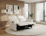 Picture of Beige Faux Leather Double Reclining Loveseat