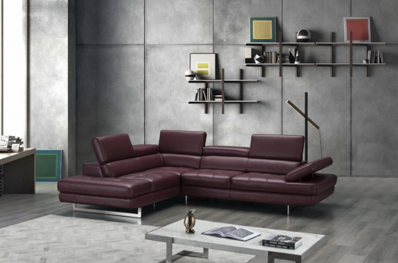 Picture of Leather Sectional in Maroon