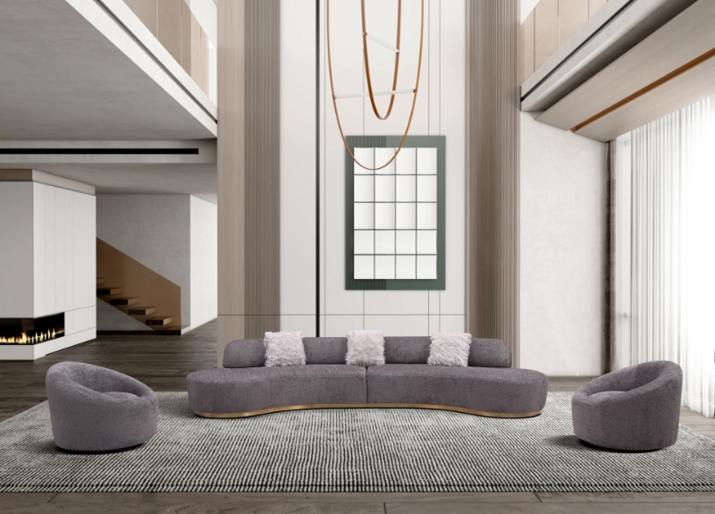 Picture of Fabric Sectional & Chair in Dark Grey