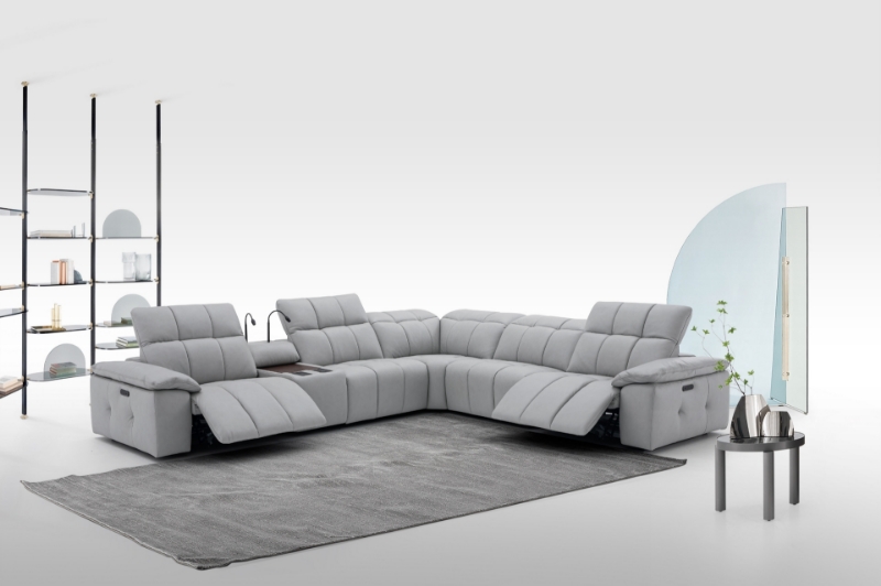 Picture of Light Gray Leather Sectional