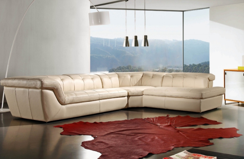 Picture of Beige Leather Sectional