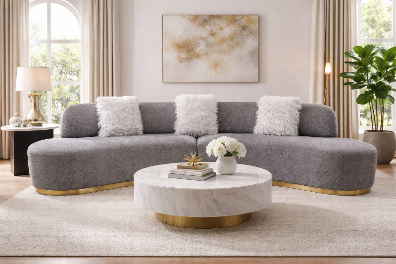 Picture of Fabric Sectional & Chair in Dark Grey