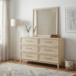 Picture of Natural Light Brown Finish Dresser and Mirror