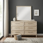 Picture of Natural Light Brown Finish Dresser and Mirror