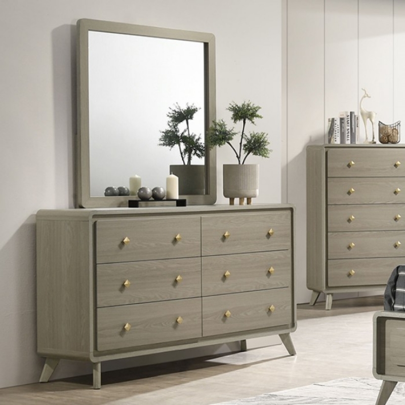 Picture of Contemporary Gray Finish Dresser and Mirror